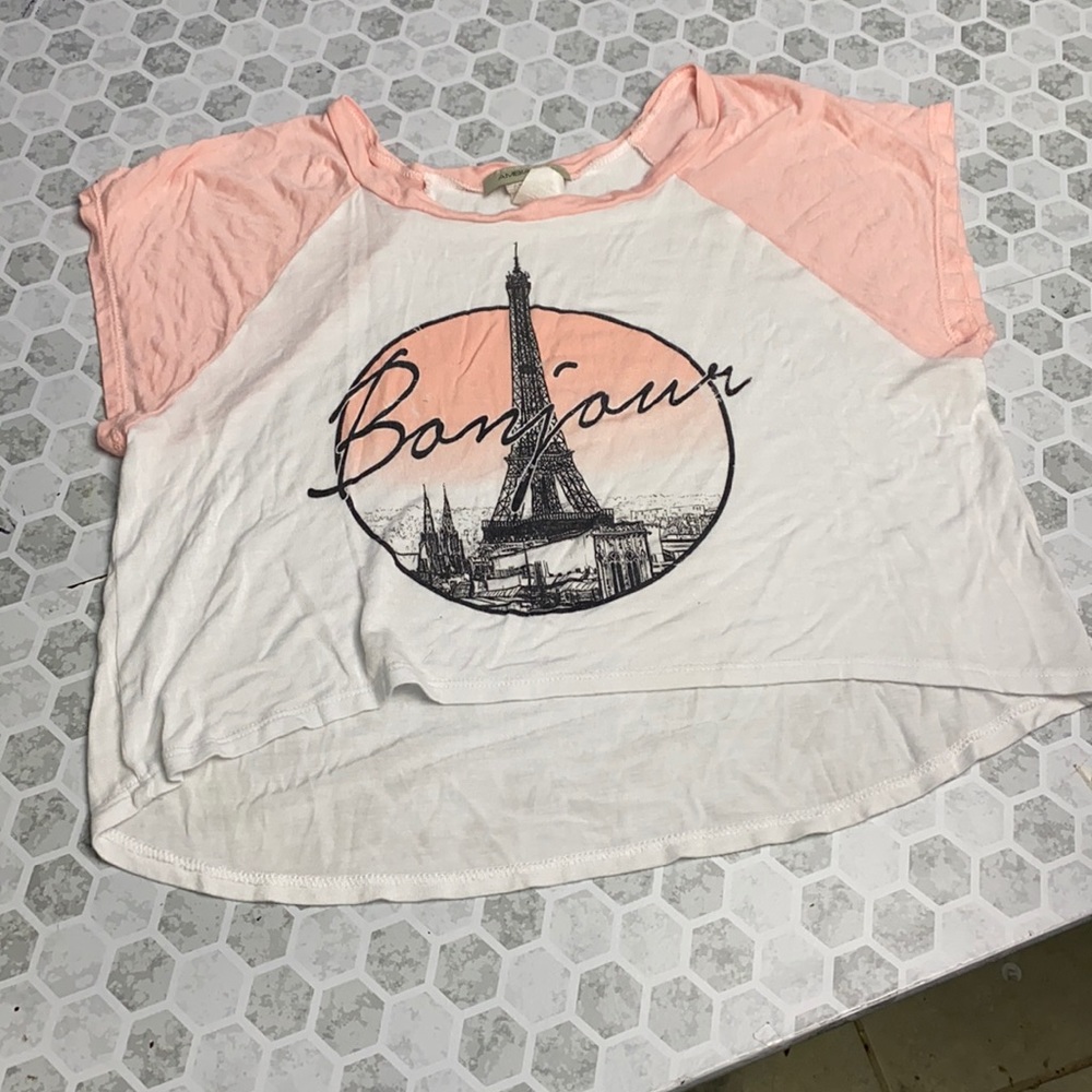 Ambiance Small Bonjour Pink Cropped Top